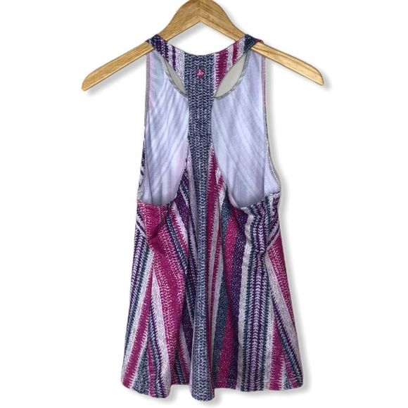 prAna Boost Printed Fitted Racerback Top in Viola Knitta NWT size Large - Picture 8 of 14